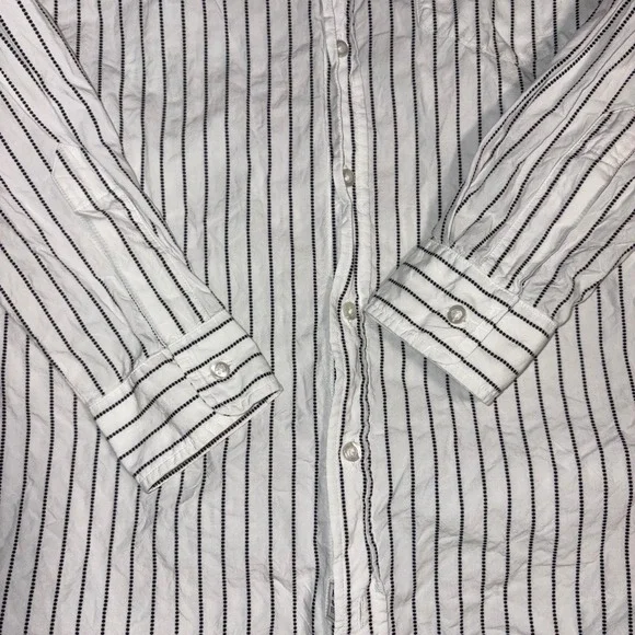 FRANK & EILEEN Joely Button Up Shirt Womens S White Black Stripe Cotton Italy - Picture 4 of 11